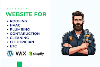 design cleaning roofing plumbing electrician or construction business website