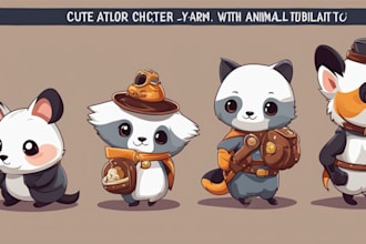 draw cute cartoon character and animal illustration