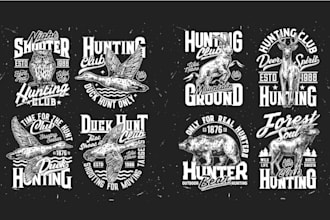 do hand drawn animal hunting vintage logo for you business