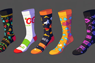 do socks design for clothing brand, merch, accessories
