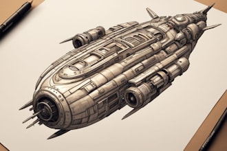 draw custom spaceship sci fi steampunk nft