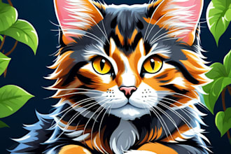 cute cartoon portrait of your pet cat