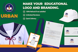 design unique education university school college academy logo full branding