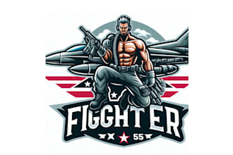 design realistic fighter aircraft mascot logo  only 12 hours