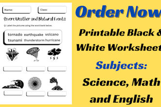 design printable science, math, and english worksheets