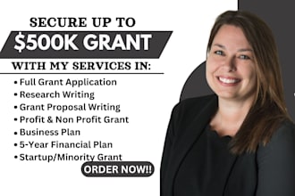 grant writing and submission, proposal, research, application, business plan