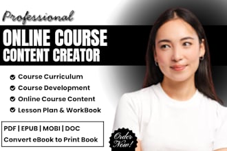 do ebook to online course, course curriculum, online course creation lesson plan