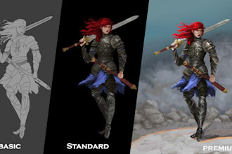 draw character design, concept art and illustration no ai
