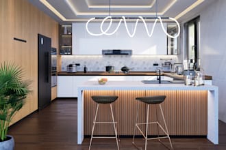 design kitchen interior in 3d model and render
