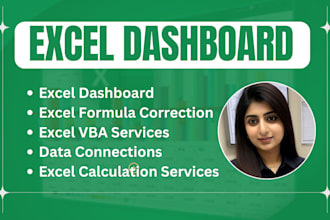 create excel dashboard , formula , vba , data analysis and data visulization