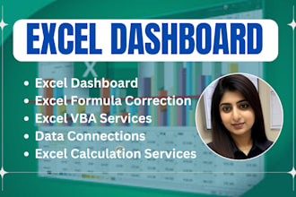 create excel dashboard , formula , vba , data analysis and data visulization