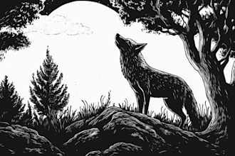 create a pet portrait using linocut technique
