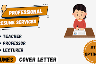 write professional teacher, educators, professors and instructors resume