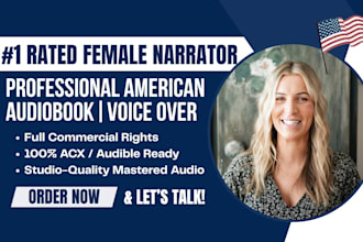 record american audiobook voiceover with commercial right as audiobook narrator