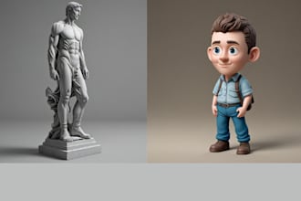 do 3d action figure, articulated figure, figurine, 3d statue for 3d printing