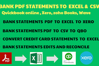 convert bank PDF statement to excel, csv accounting software