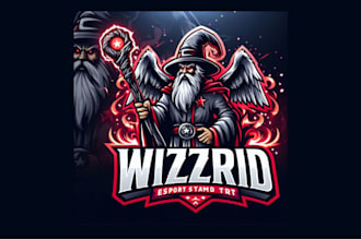 do awesome wizard esports mascot logo with free vector file