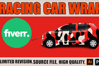 create racing car wrap design, vehicle wrap,  car wrap,trailer wrap design