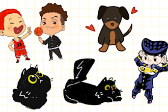 draw simple flat illustrations or stickers with digital art