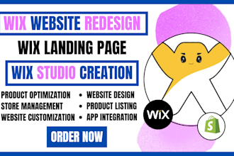 wix website design, shopify website redesign and wix landing page wix event