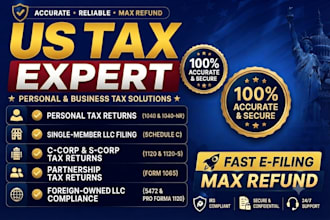 prepare and e file US tax returns for individual and business 1040, 1120, 1065