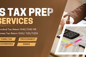 prepare and e file US tax returns for individual and business 1040, 1120, 1065