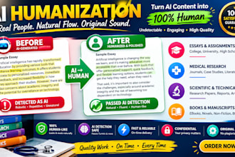 humanize ai generated essays, books, and research