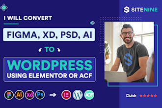 convert xd, PSD, figma to wordpress using elementor or acf