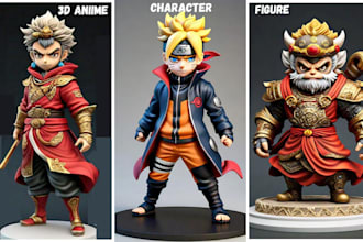 do custom 3d model for figurine, anime statue, action figure for 3d printing