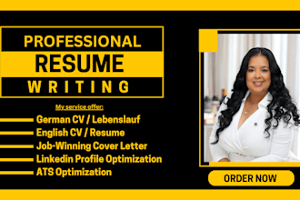 write a top german cv lebenslauf, cover letter, linkedin profile, resume writing