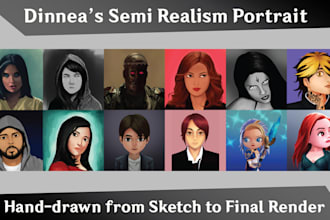 draw quality semi realism portrait or avatar for your pfp