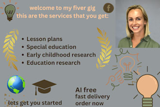 write special education, early childhood, research in education and lesson plans