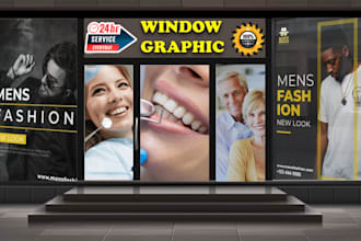 design creative shopfront or storefront window graphics
