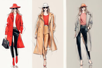 draw a fashion illustration or sketch of a figure in clothes