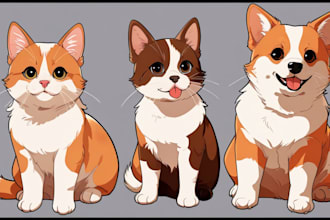 draw your cat, dog, or any pet into cartoon vector portrait