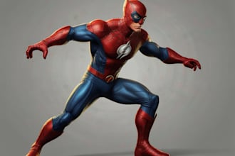 drawing custom superhero character in action