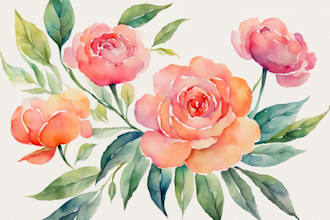 digital watercolor illustration of flowers