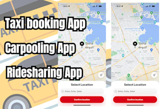 develop taxi booking app, carpooling app, ridesharing app, uber app, admin panel