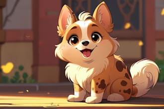 design a custom disney pet portrait illustration