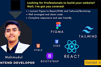 convert figma to HTML, figma to react, figma to tailwind, figma to bootstrap