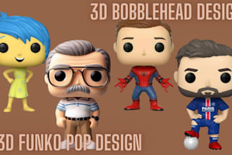 3d funkopop design, 3d mascot, 3d chibi bubblehead character