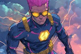 draw a unique superhero comic cartoon character
