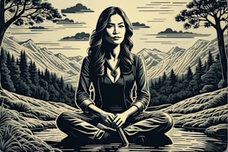 draw a custom portrait in linocut style