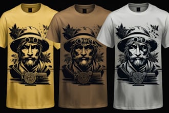 create awesome linocut style t shirt design for you