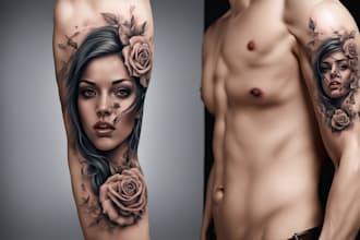 create custom realisti tattoo design tattoo sleeve