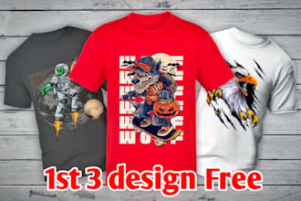 do abstract cartoon dog t shirt design and free mockup