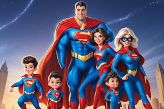 custom family superhero  character