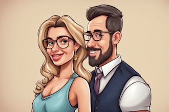 draw cartoon couple portrait