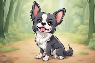 draw your pet into cute pet cartoon portrait