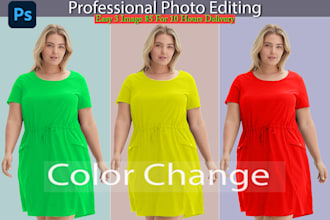 do color change, recolor, color correction, change background and color matching